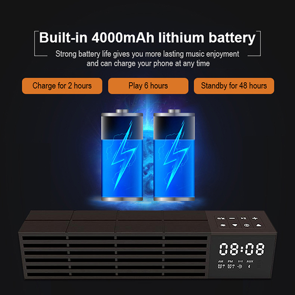 2020 latest Multifunction Clock Bluetooth Speaker with Wireless Charger 4000mAh Power Bank LWS-0818